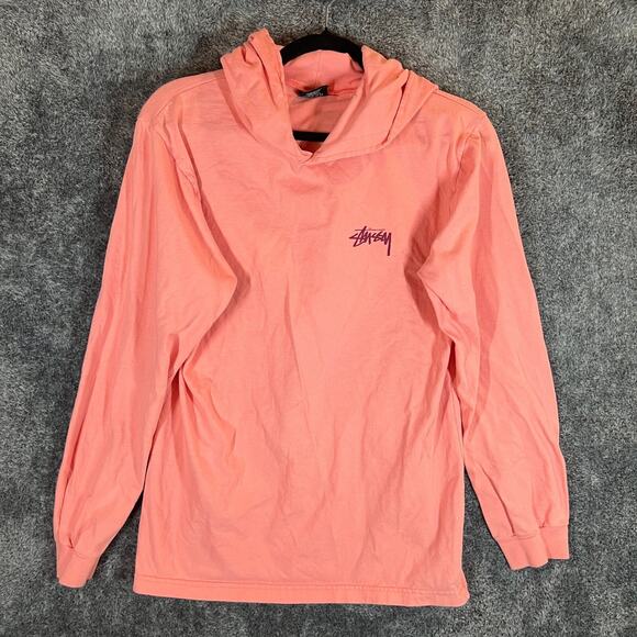 Stussy Hoodie Womens Medium Pink Fall 2016 Lightweight Cotton Bust Pullover - Picture 1 of 8